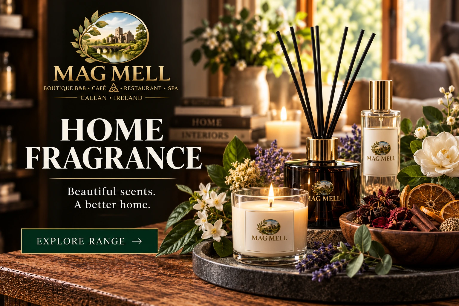 Mag Mell Home Fragrance candles reed diffusers and room fragrance Ireland
